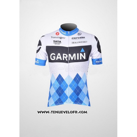 2011 Maillot Ciclismo Garmin Cervelo Bleu et Blanc Manches Courtes et Cuissard